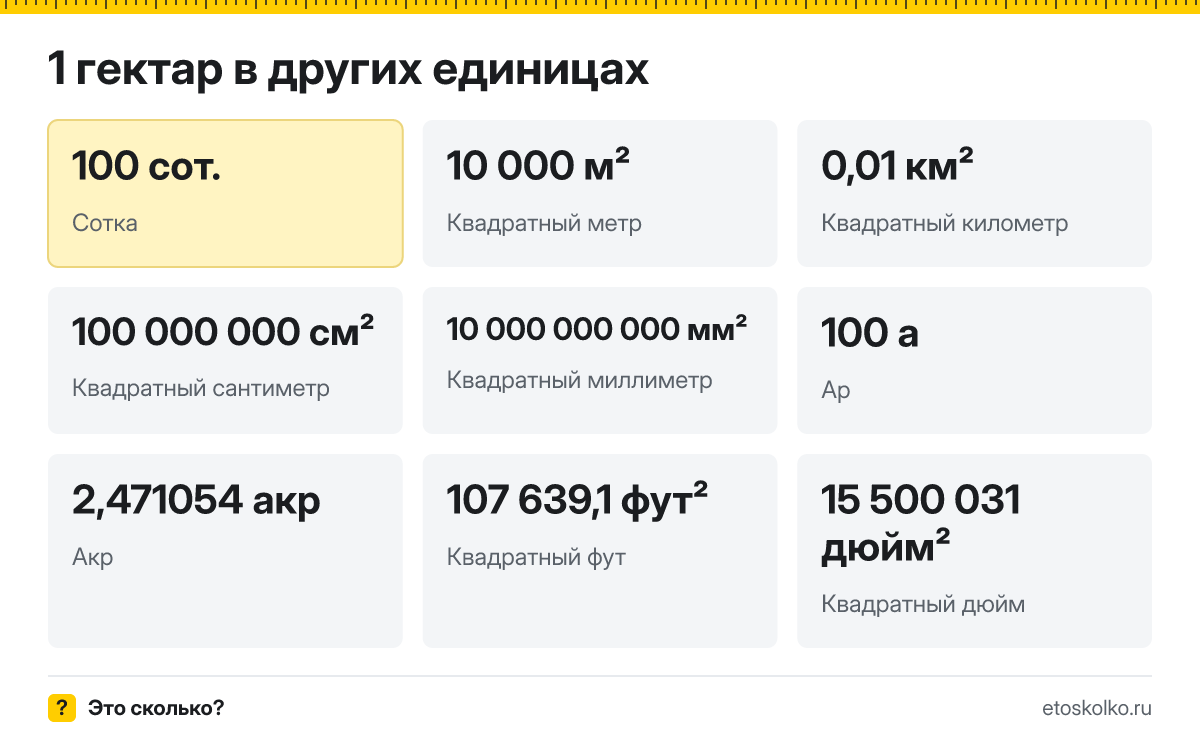 Гектар это сколько соток и квадратных метров, как перевести