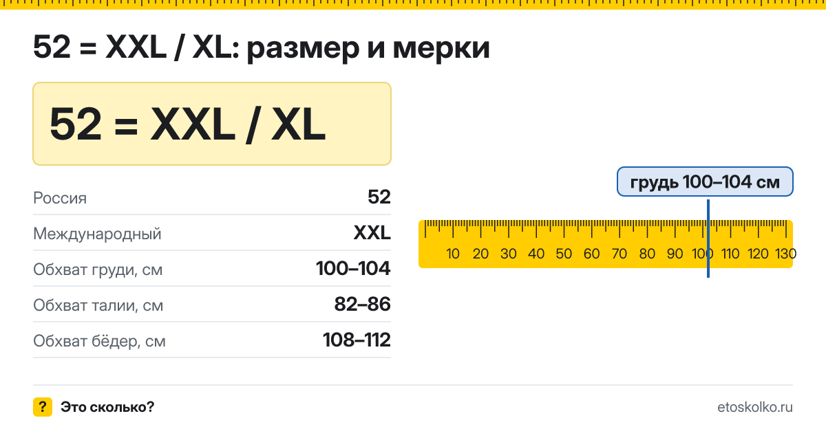 52 размер одежды это какой международный у женщин и мужчин