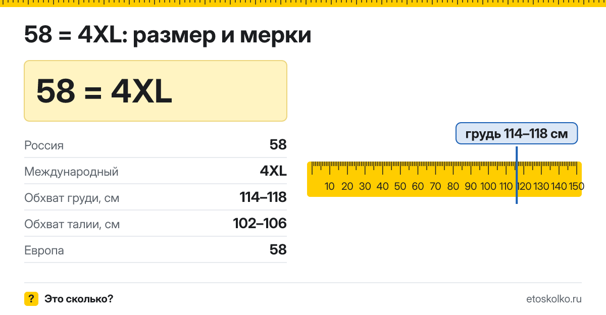58 размер одежды это какой международный у мужчин