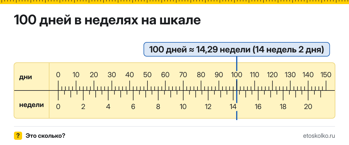 100 дней это сколько недель и дней, как посчитать