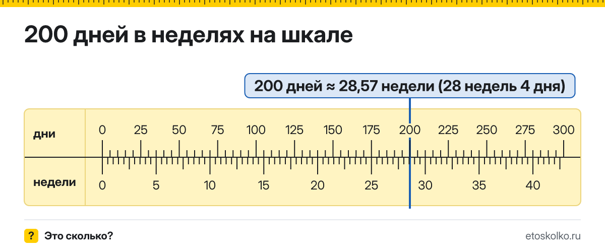 200 дней это сколько недель и дней, как посчитать