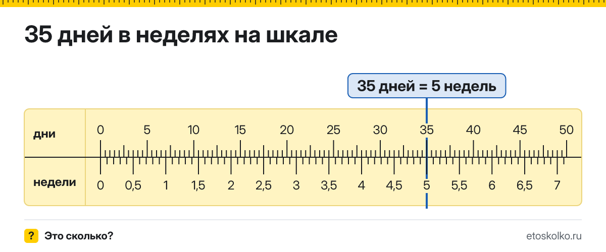 35 дней это сколько недель и как посчитать