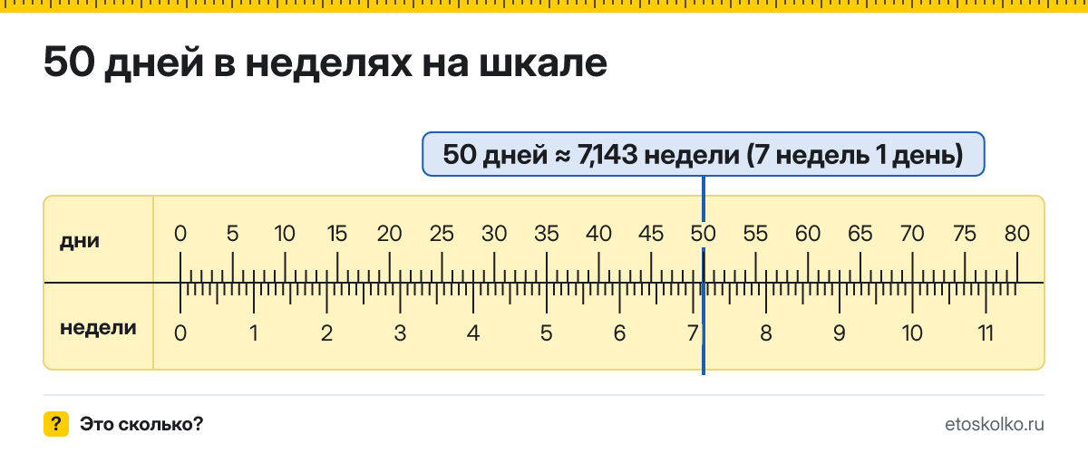 50 дней это сколько недель и дней, как посчитать