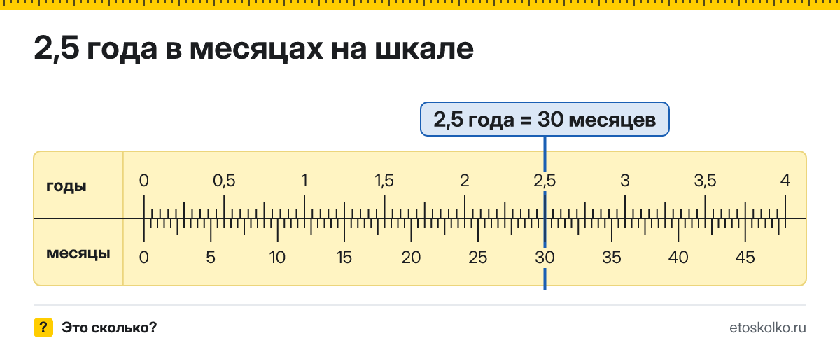 2,5 года это сколько месяцев и как посчитать