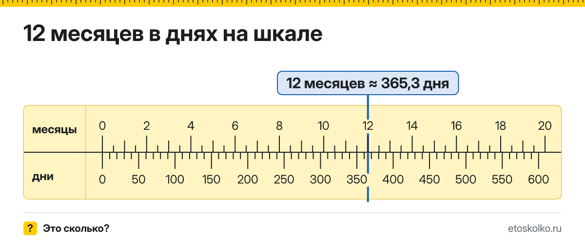 12 месяцев это сколько дней по календарю и в среднем