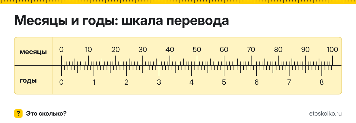 Как перевести месяцы в годы онлайн по формуле и таблице