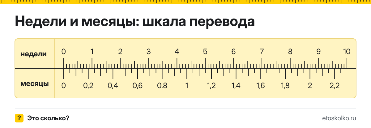 Как перевести недели в месяцы онлайн по формуле и таблице